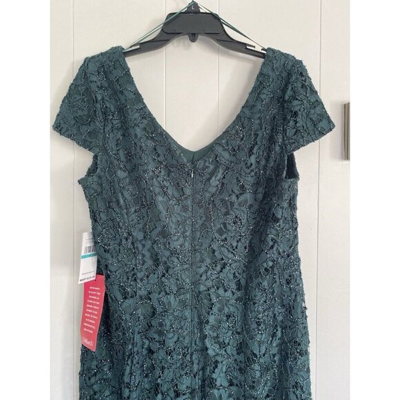 Alex Evenings Women's Size 16 Emerald Green Lace Gown Cap Sleeves - Picture 5 of 10